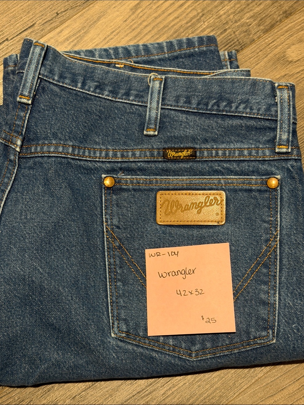 Wrangler Denim Jeans in Dark Blue with Gold Accents